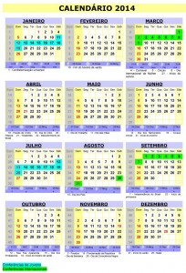 Calendário 2014 para Imprimir